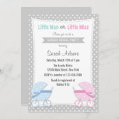 ベビーベビーカー性別リビールパーティの招待状 招待状 (正面/裏面)