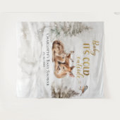 ベビーベビーシャワーの背景の外は寒い タペストリー (正面(横))