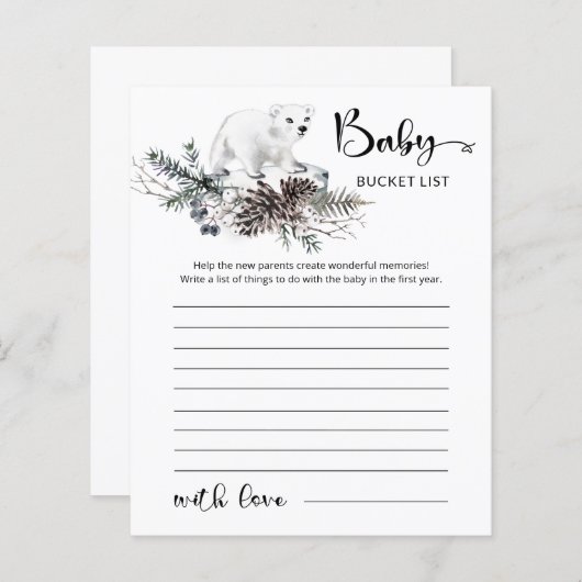 ベビーベビーシャワーバケットリスト外は寒い (正面/裏面)