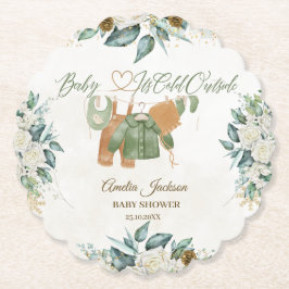 ベビーベビーシャワー外が冷たい招待状 ペーパーコースター