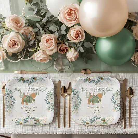 ベビーベビーシャワー外が冷たい招待状 ペーパープレート