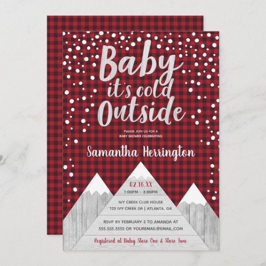 ベビーベビーシャワー外が冷たい招待状 招待状 (正面/裏面)