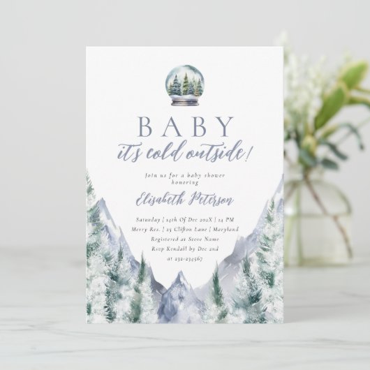 ベビーベビーシャワー外が冷たい招待状 招待状 (スタンド正面)