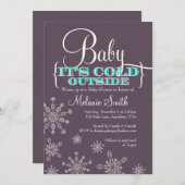 ベビーベビーシャワー外が冷たい招待状 招待状 (正面/裏面)
