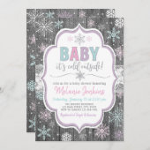 ベビーベビーシャワー外が冷たい招待状 招待状 (正面/裏面)