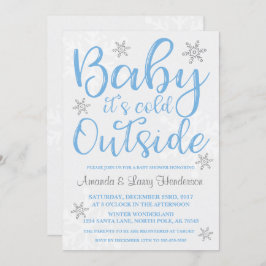 ベビーベビーシャワー外が冷たい招待状 – 青 招待状