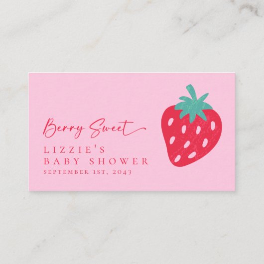 ベビーベリー甘いスクリプト赤ちゃんシャワーのための本 エンクロージャーカード (裏面)