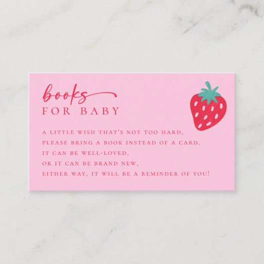 ベビーベリー甘いスクリプト赤ちゃんシャワーのための本 エンクロージャーカード (正面)