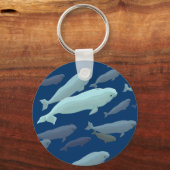 ベビーベルーガホエールキーチェーンホエールアートギフト キーホルダー (正面)