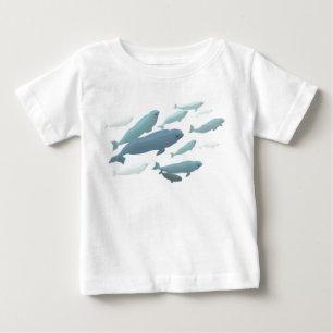 ベビーベルーガホエールシャツキュートホエールアートベビーシャツ ベビーTシャツ