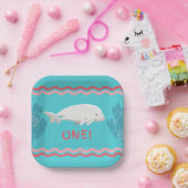 ベビーベルーガ1st誕生日プレート ペーパープレート (パーティー)