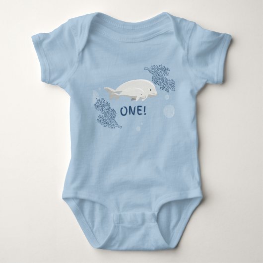 ベビーベルーガ1thバースデーボディスーツ ベビーボディスーツ (正面)