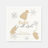 ベビーベージュビーニーの外は寒いベビーシャワー スタンダードカクテルナプキン (正面)