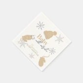 ベビーベージュビーニーの外は寒いベビーシャワー スタンダードカクテルナプキン (角)