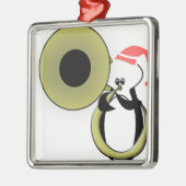 ベビーペンギンとチューバ メタルオーナメント (左)