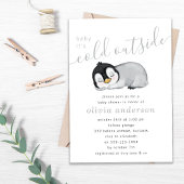 ベビーペンギンの外で冷たいベイビーシャワー 招待状