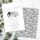 ベビーペンギンの外で冷たいベイビーシャワー 招待状