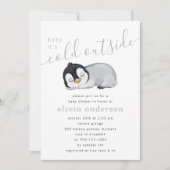 ベビーペンギンの外で冷たいベイビーシャワー 招待状 (正面)