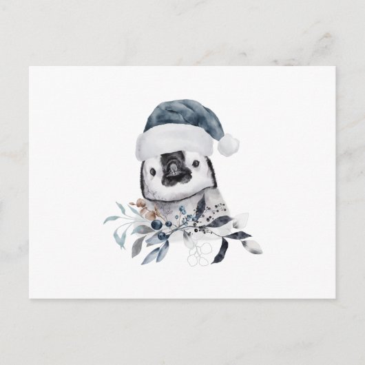 ベビーペンギンウェアリングクリスマスハット ポストカード (正面)