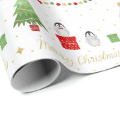 ベビーペンギンクリスマスラッピング紙 ラッピングペーパー (ロールコーナー)