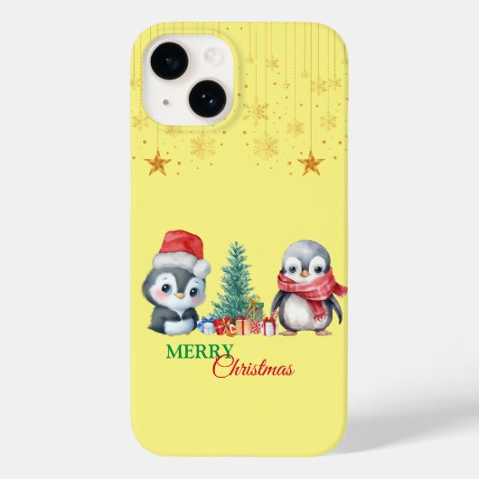 ベビーペンギンサンタレッドグリーンメリークリスマスパーティー Case-Mate iPhoneケース (裏面)
