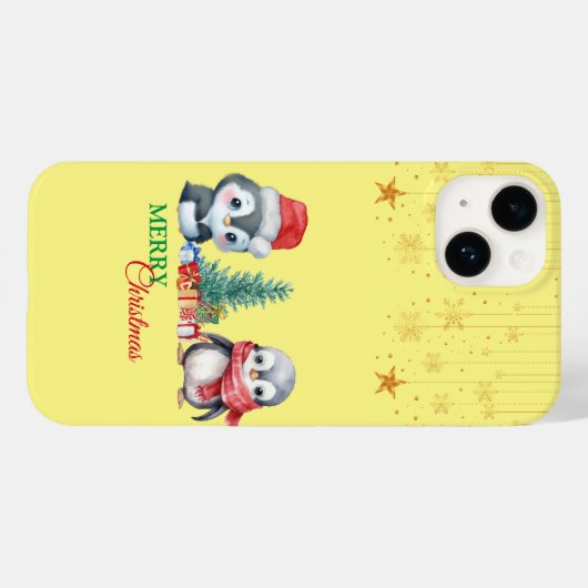ベビーペンギンサンタレッドグリーンメリークリスマスパーティー Case-Mate iPhoneケース (裏面 (横))