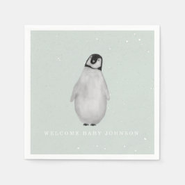 ベビーペンギンブルーウィンターボーイベビーシャワー スタンダードカクテルナプキン
