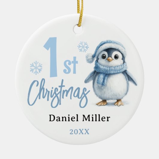 ベビーペンギンボーイ初めてのクリスマス2024 セラミックオーナメント (正面)