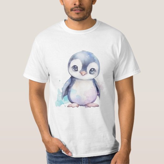 ベビーペンギンメンズベーシックホワイトTシャツ Tシャツ (正面)