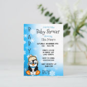 ベビーペンギン冬の赤ちゃんシャワー ポストカード (スタンド正面)