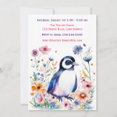 ベビーペンギン花ガールズベビーシャワー 招待状 (裏面)