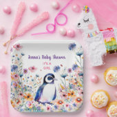 ベビーペンギン花ガール |赤ちゃんシャワー ペーパープレート (パーティー)