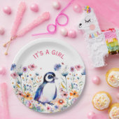 ベビーペンギン花ガール |赤ちゃんシャワー ペーパープレート (パーティー)
