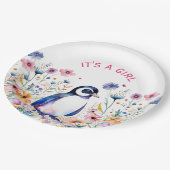 ベビーペンギン花ガール |赤ちゃんシャワー ペーパープレート (アングル)