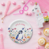 ベビーペンギン花ガール |赤ちゃんシャワー ペーパープレート (パーティー)