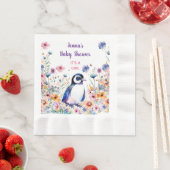 ベビーペンギン花ガール |赤ちゃんシャワー 縁ありランチョンナプキン (インサイチュ)