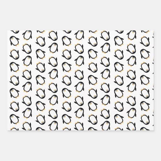 ベビーペンギン誕生日またはクリスマス ラッピングペーパーシート (正面3)