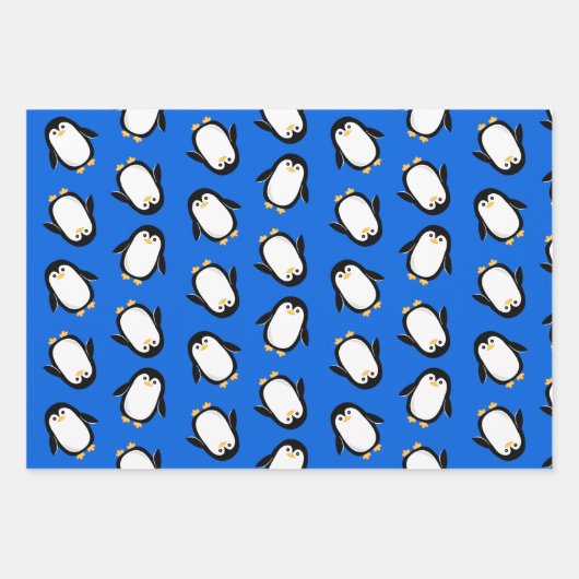 ベビーペンギン誕生日またはクリスマス ラッピングペーパーシート (正面)