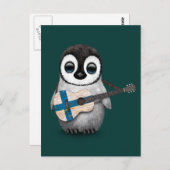 ベビーペンギン遊ズのフィンランド国旗のギターティール(緑がかった色) ポストカード (正面/裏面)