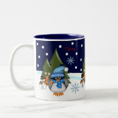 ベビーペンギン雪の夜&カスタム文字 ツートーンマグカップ (左)