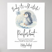 ベビーペンギン – おしゃぶり狩りゲーム赤ちゃんシャワー ポスター (正面)