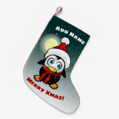 ベビーペンギン（クリスマスハット） スモールクリスマスストッキング (正面 (吊り時))