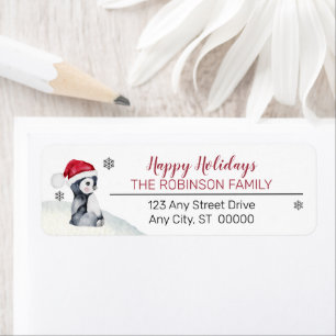 ベビーペンギン Santa Hat Happy Holidays Family ラベル
