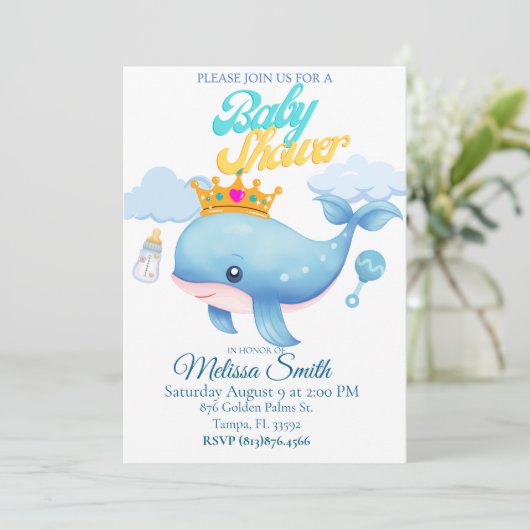 ベビーホエールベビーシャワー招待状 招待状 (スタンド正面)