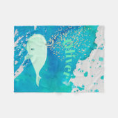 ベビーホエール金ゴールドスパークルブルー航海のパーソナル フリースブランケット (正面(横))