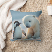 ベビーホッキョクグマとペンギン枕クッション クッション (ブランケット)
