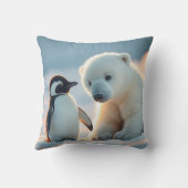 ベビーホッキョクグマとペンギン枕クッション クッション (裏面)