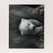 ベビーホッキョクグマ、白黒 ジグソーパズル (縦)