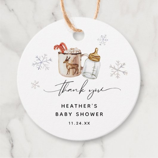 ベビーホットチョコレートの外は冷たい冬のシャワー フェイバータグ (正面)