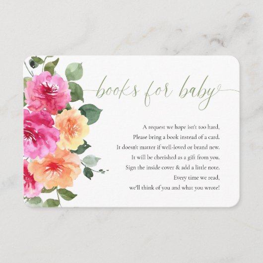 ベビーホットピンクオレンジ明るいフローラ牡丹のための本 エンクロージャーカード (正面)